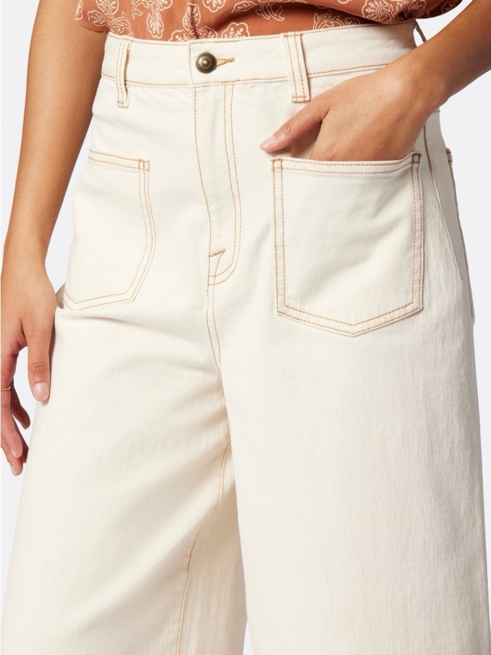 Joie 14 Cropped Wide Leg Flare Jeans Designer Neutral Preppy Cottage Casual